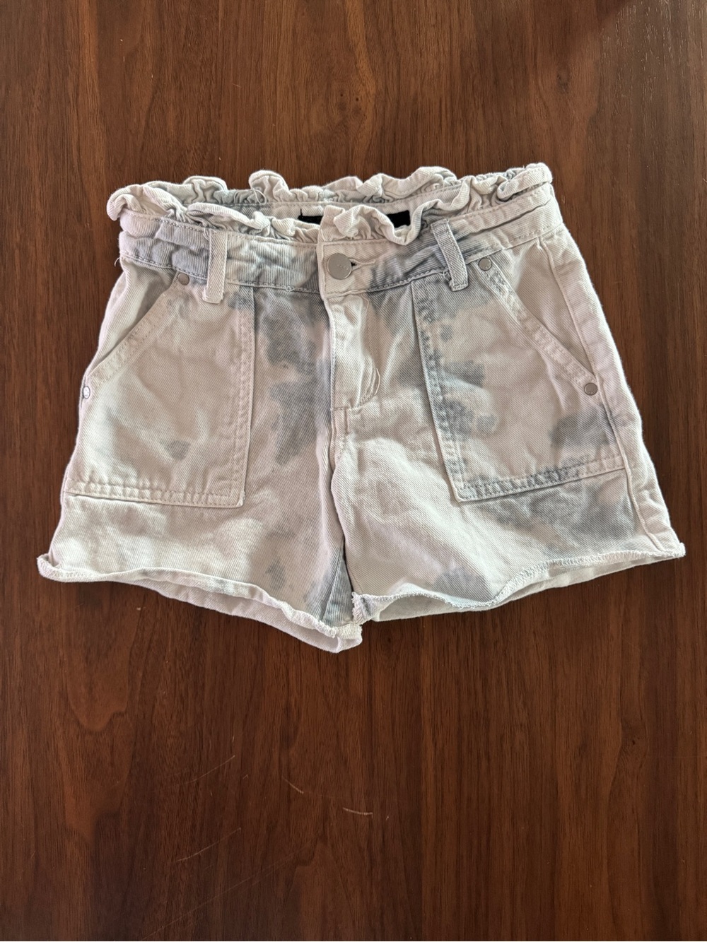 Joe's Jeans Light Wash Tie-Dye Paperbag Waist Jean Shorts